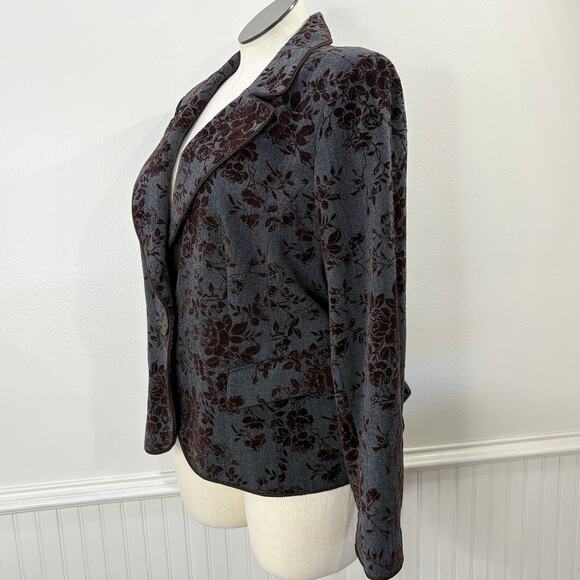 Caslon Size 18W Blazer Jacket Velvet Flocked Floral Indie Whimsigoth Dark Fairy - Picture 2 of 13